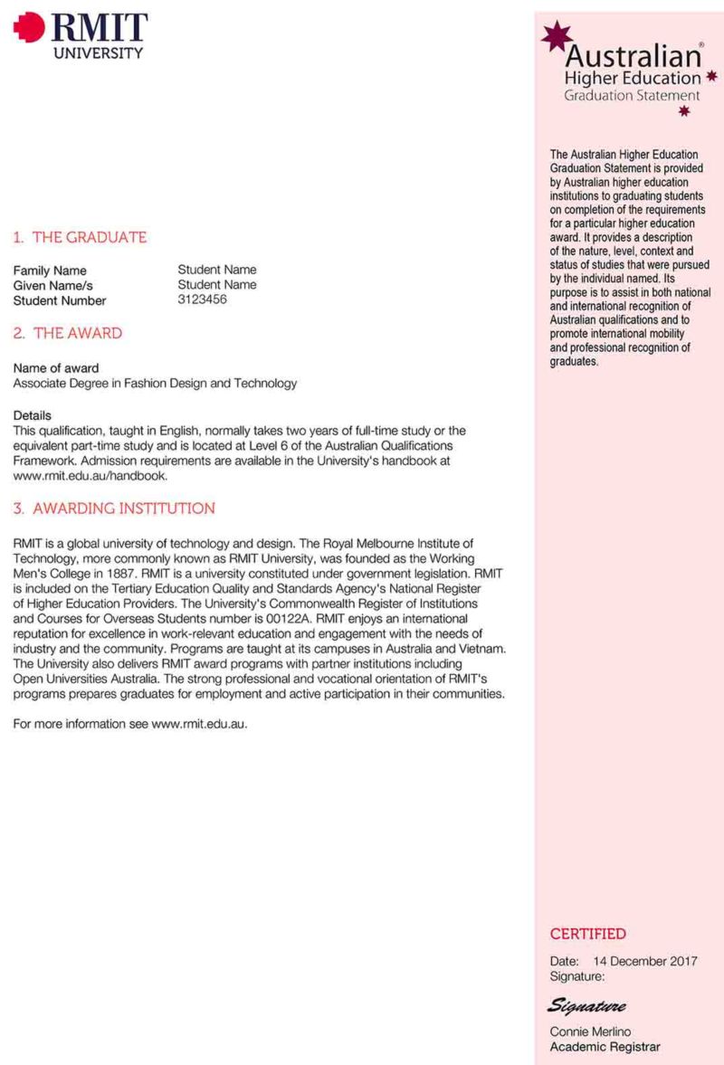Types of academic statements and how to get them RMIT University